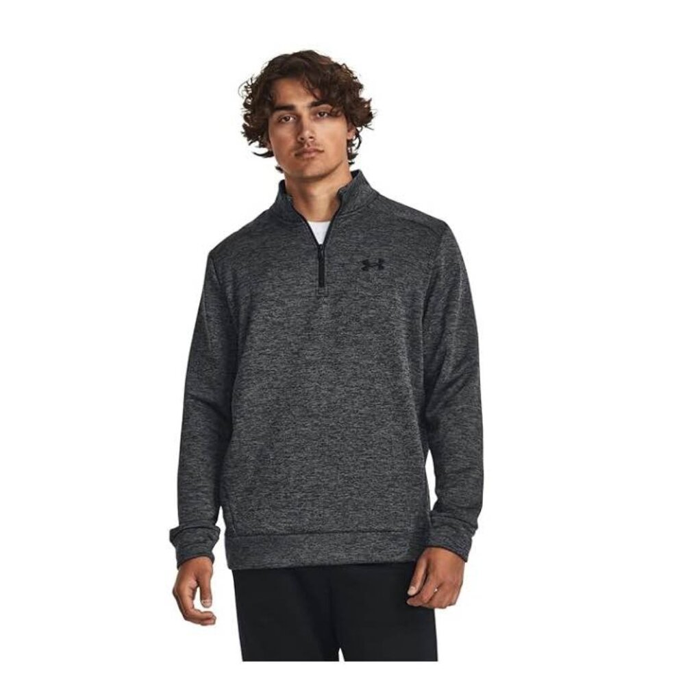 Men's Under Armour 1/4 Zip Twist Fleece Pull-Over-Small-Black/Gray